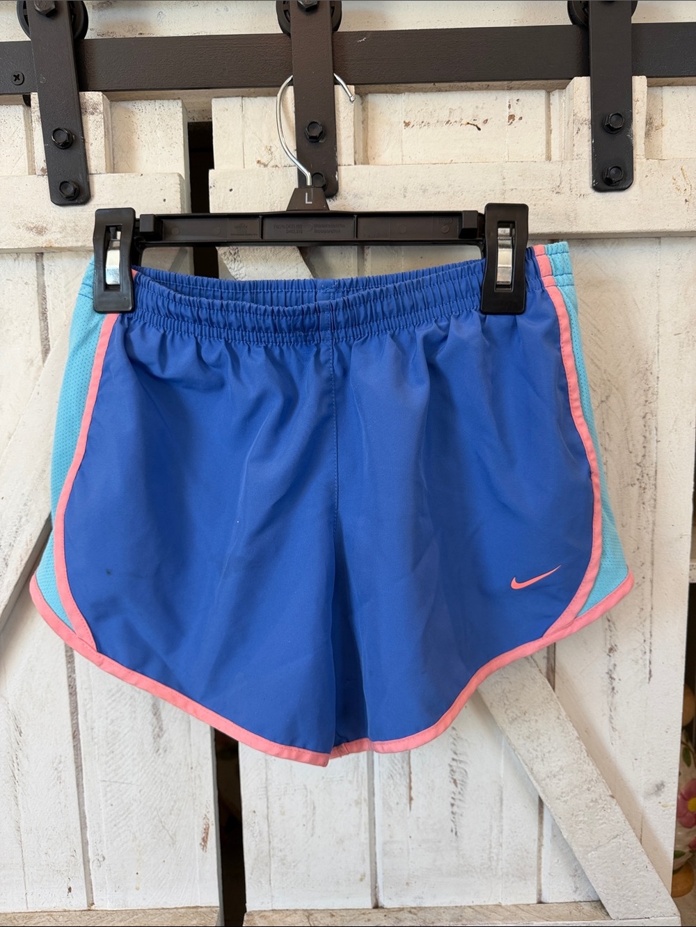 Nike Blue Athletic Shorts with Pink Trim